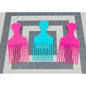 Goody Hair Pick Combs Vintage 80's 6.5 In Pink Turquoise Croc Texture Lot 3